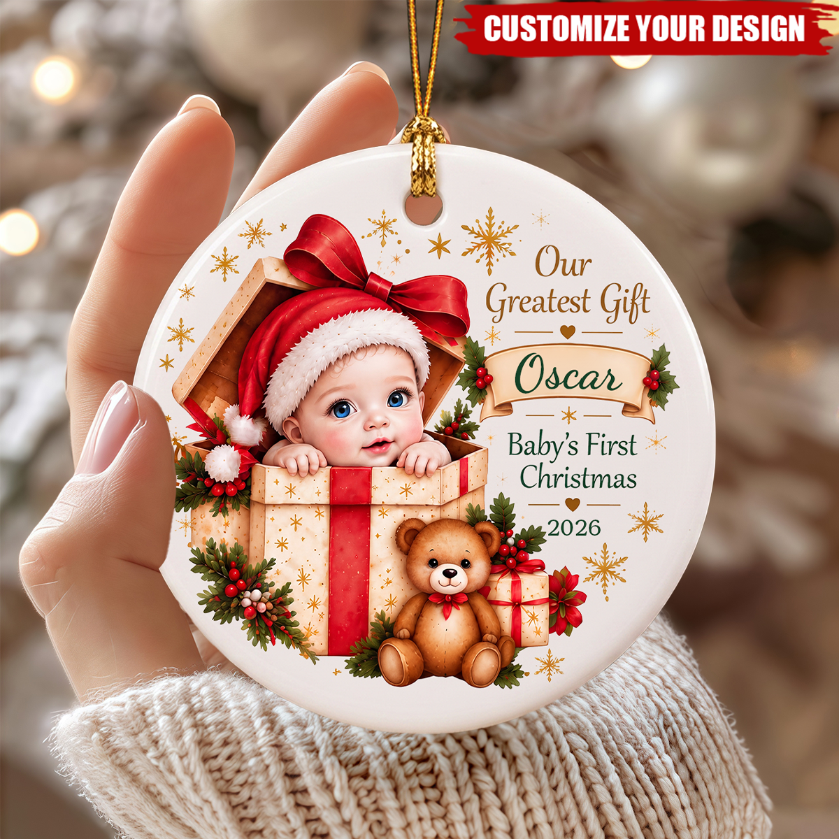 Personalized Baby First Christmas Newborn Keepsake Ceramic Ornament