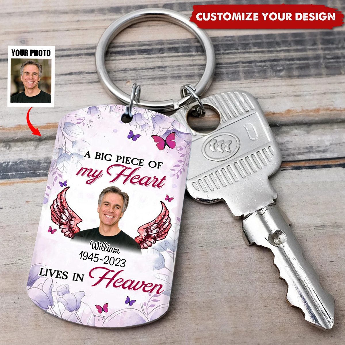 Memorial Your Wings Were Ready But My Heart Was Not Upload Photo Personalized Aluminum Keychain