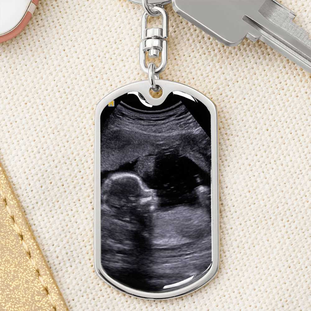 Daddy To Be Keepsake Gift From Baby Bump - Personalized Stainless Steel Keychain