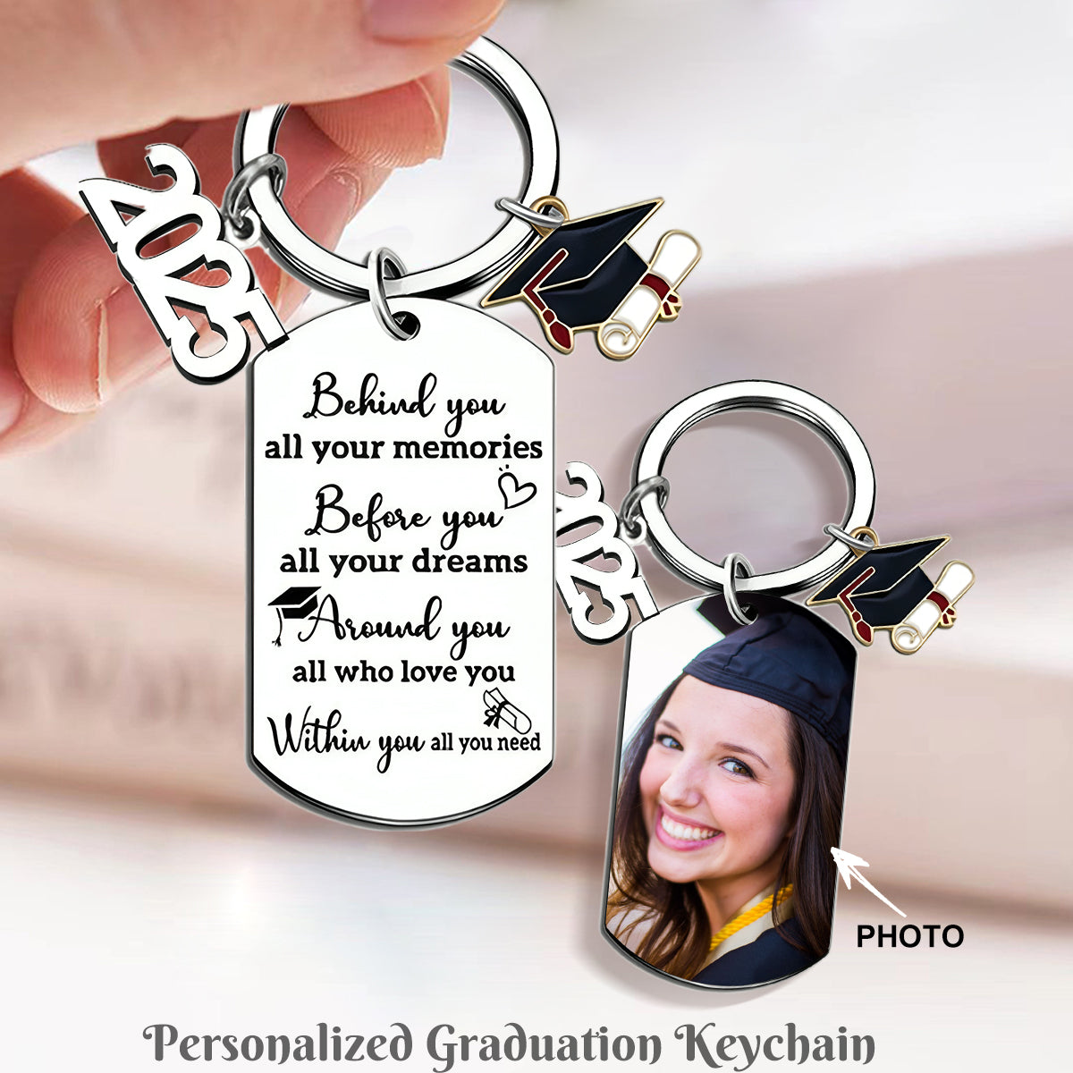 Around You All Who Love You-Personalized Keychain Graduation Gift