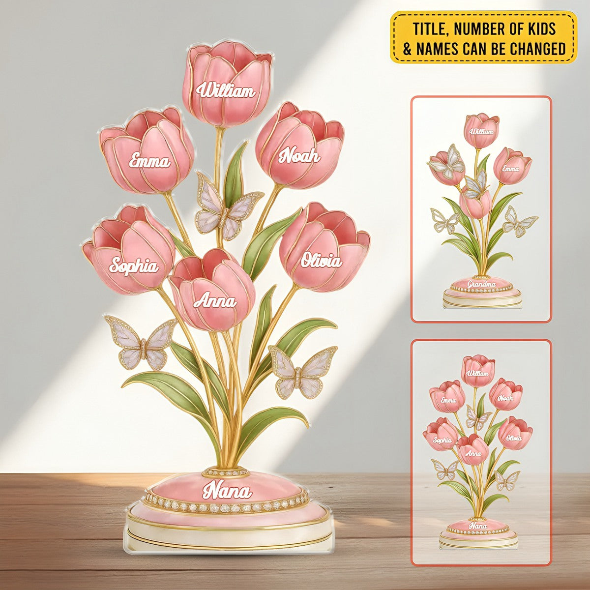 Personalized Flower Shape Acrylic Plaque, Mother's Day Gift