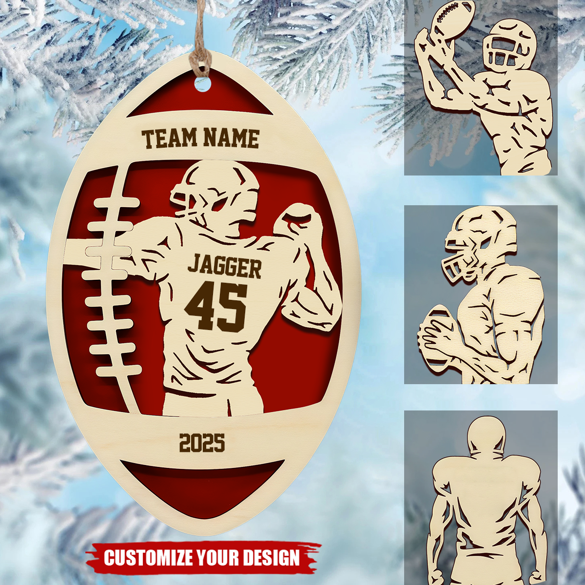 Personalized Football Player Christmas Ornament, Gift For Football Lovers