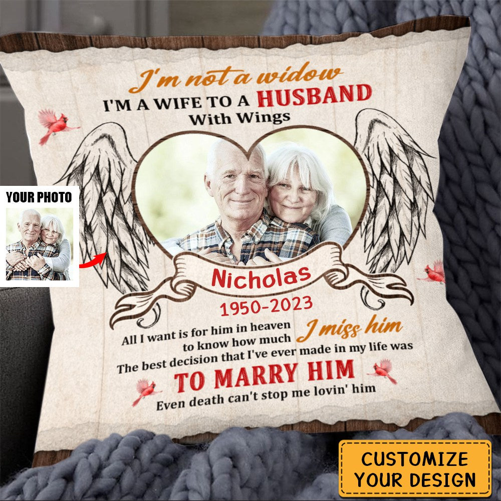 Memorial Gift For Wife Loss Husband Cardinal Christmas Pillow