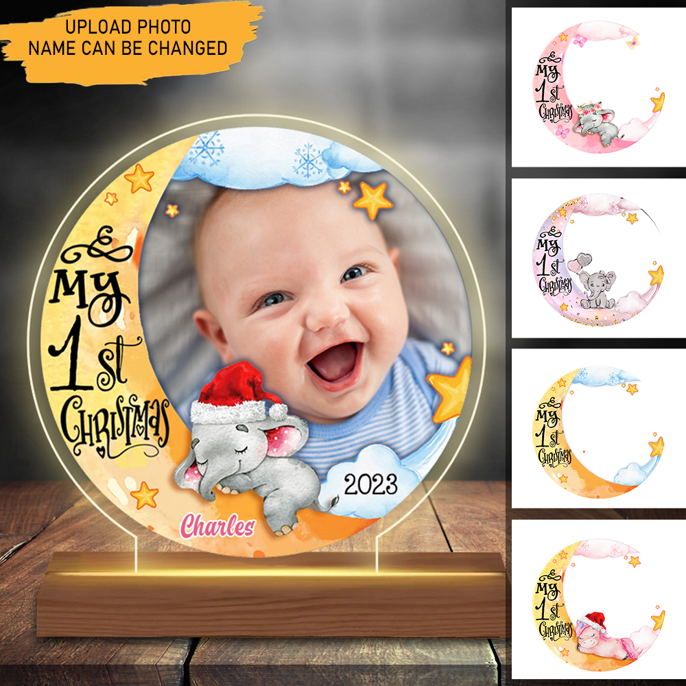 My First Christmas Elephant -Upload Photo- Personalized LED Lamp Night Light