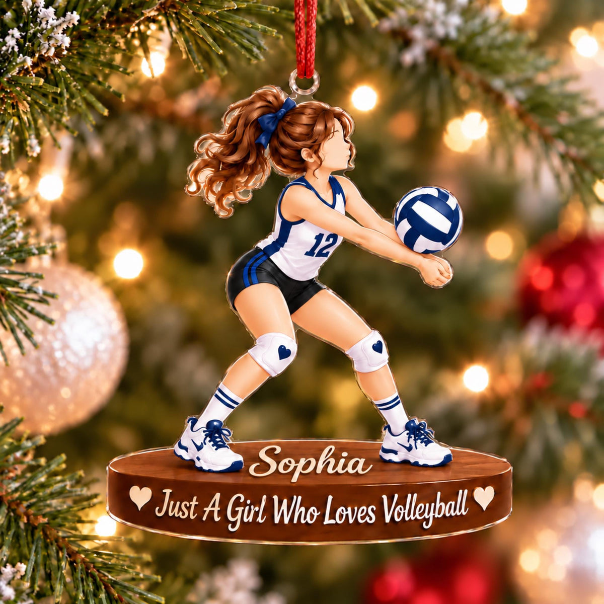Personalized Volleyball Girl Ornament, Volleyball Player Gift For Her