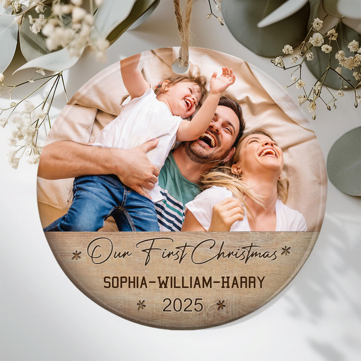 Custom Family Photo Christmas Ornament, Holiday Xmas Tree Decoration