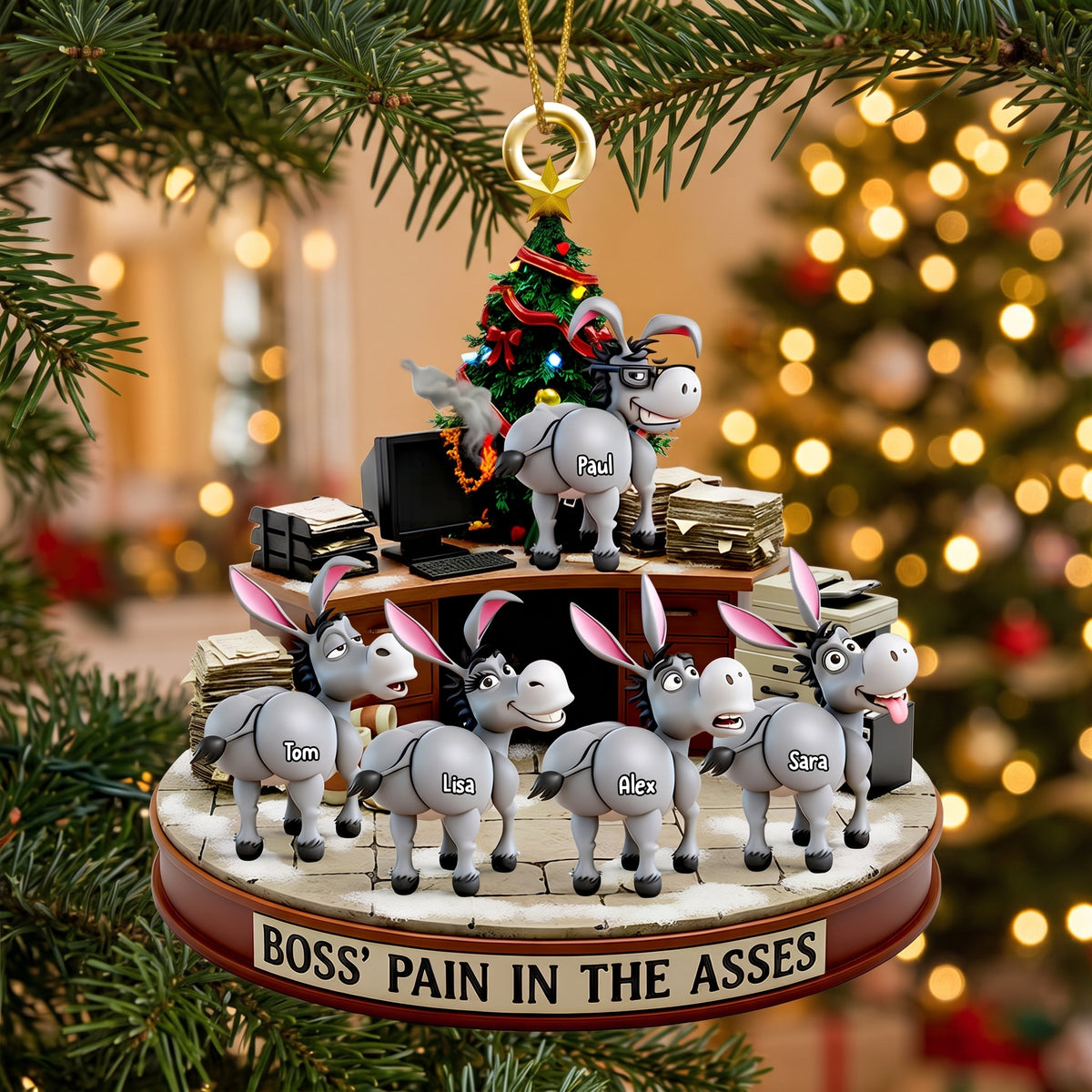 Fun Donkey Coworkers Ornament, Personalized Gifts For Boss