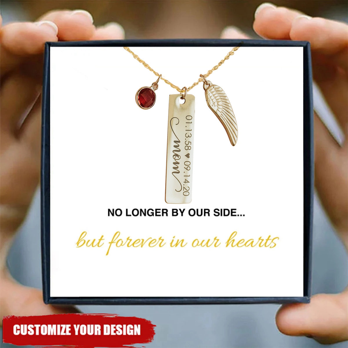 Personalized Monogram Birthstone Unique Wing Necklace