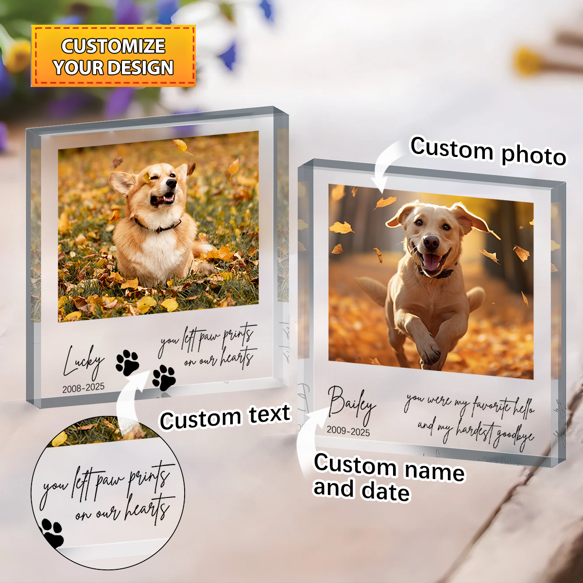 Personalized Pet Memorial Photo Plaque, Pet Loss Keepsake
