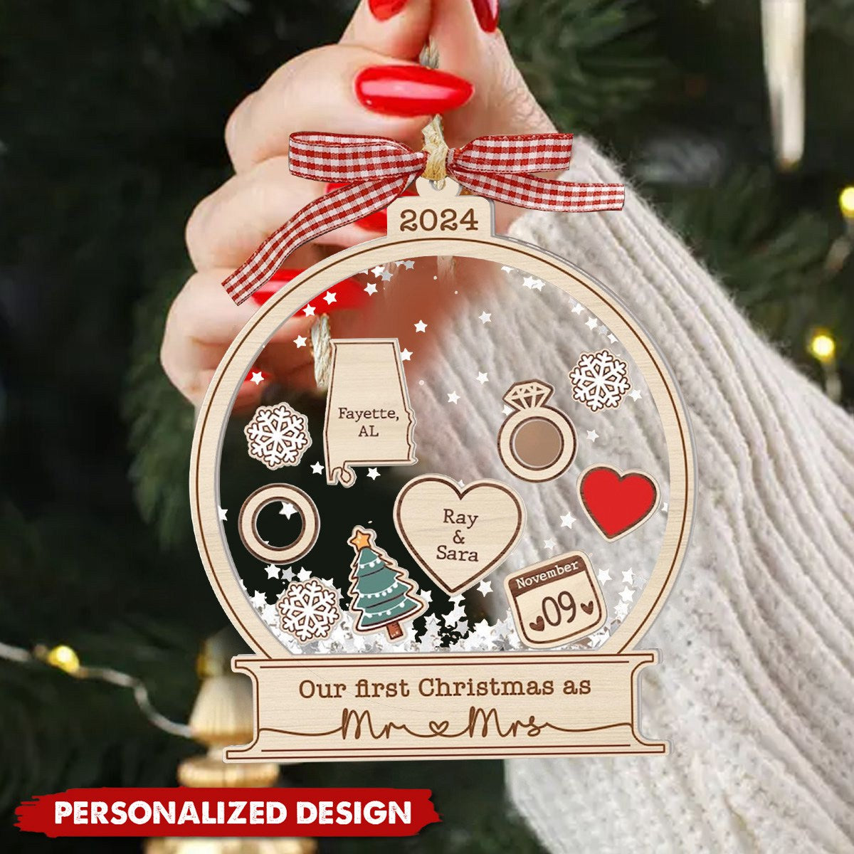 Our First Christmas As Mr&Mrs-Personalized Acrylic Wedding Couple Memorial Ornament