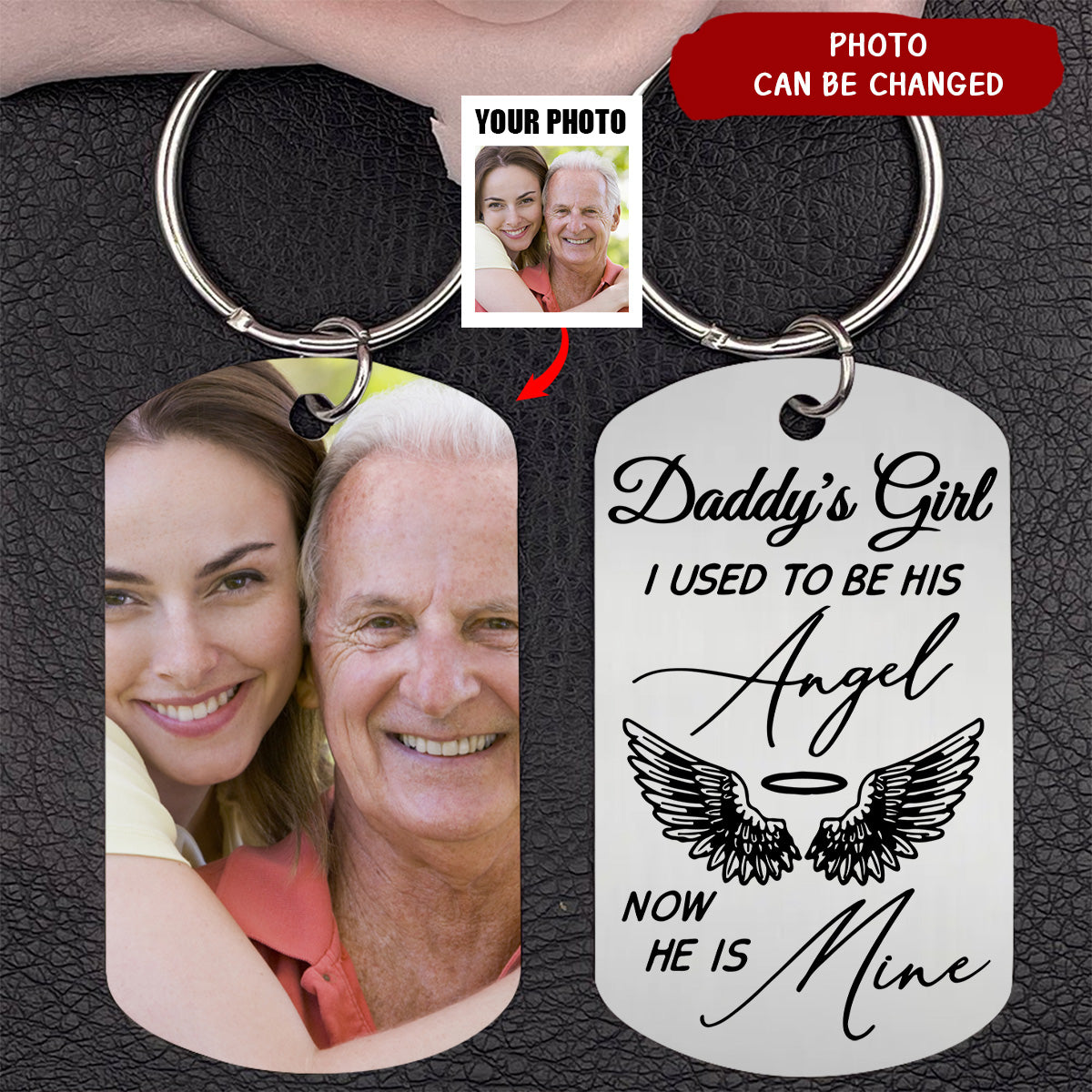 I Have An Angel In Memory of Dad loss Personalized Memorial Keychain