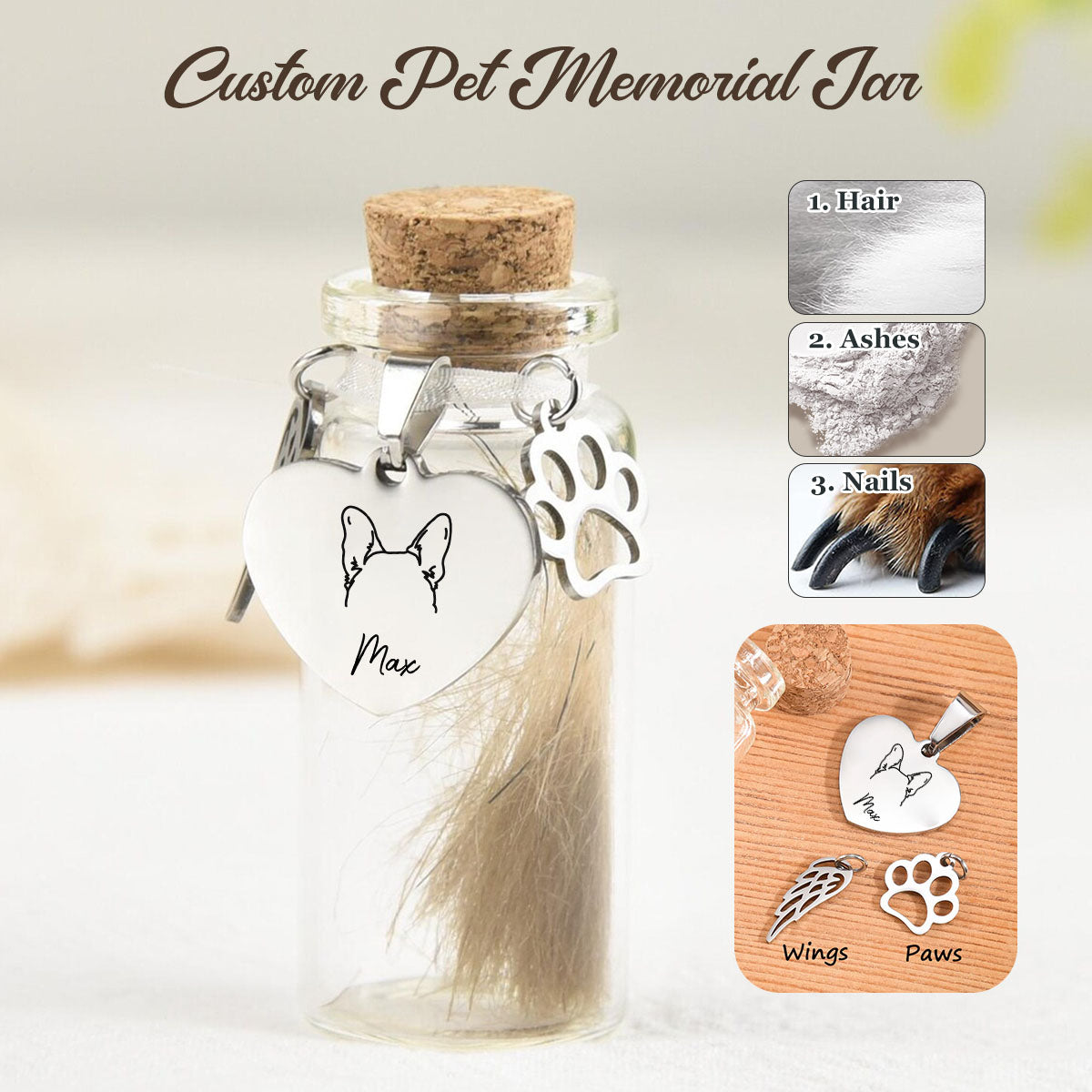 Gone But Not Forgotten - Memorial Personalized Custom Pet Fur Keepsake Jar