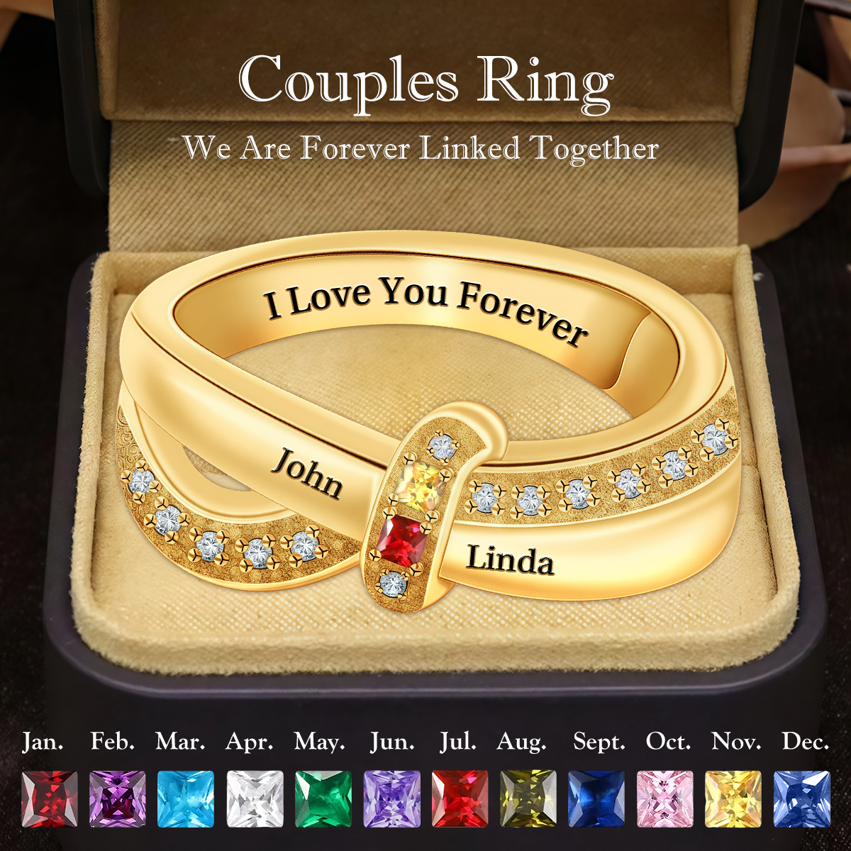 Personalized Birthstone Promise Ring - Gift For Couples - pixisid