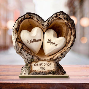 Personalized Couple Gift, Wooden Heart-Shaped Double-layer Plaque