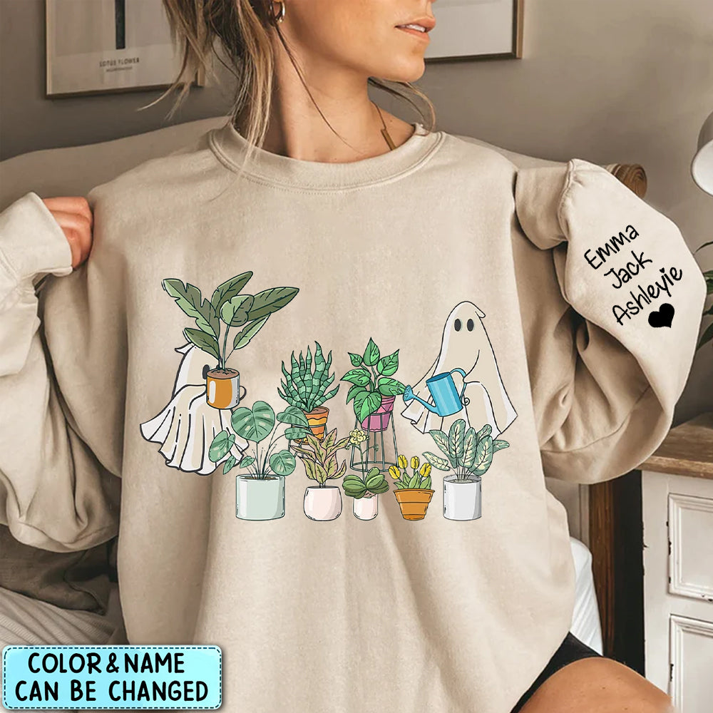 Personalized Halloween Ghost Plant Sweatshirt,Crazy Plant Lady