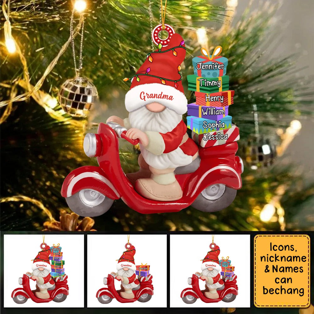 Nana Riding A Motorbike Christmas Personalized Acrylic Ornament