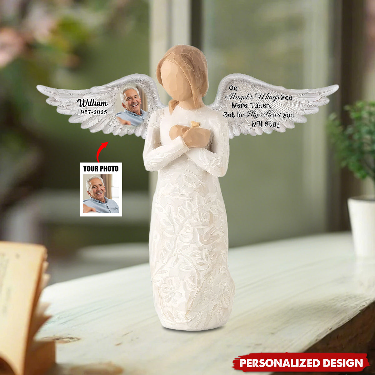 On Angel's Wings You Were Taken, But In My Heart You Will Stay - Personalized Memorial Acrylic Plaque