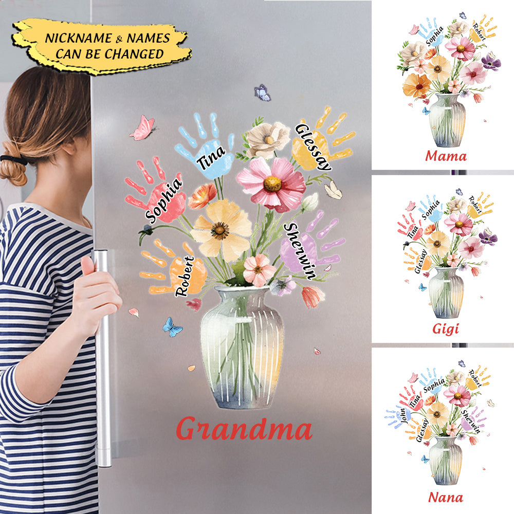 Grandma’s Garden Grandkids Handprints Personalized Sticker