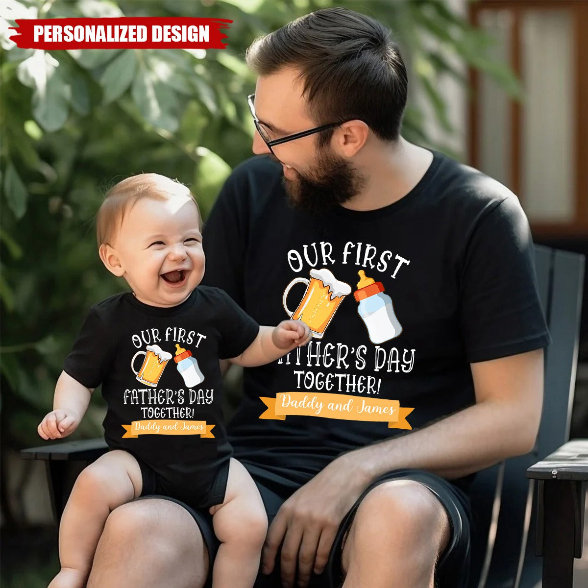 Our First Father’s Day Together - Personalized T-Shirt, Matching Shirt For Dad And Kid