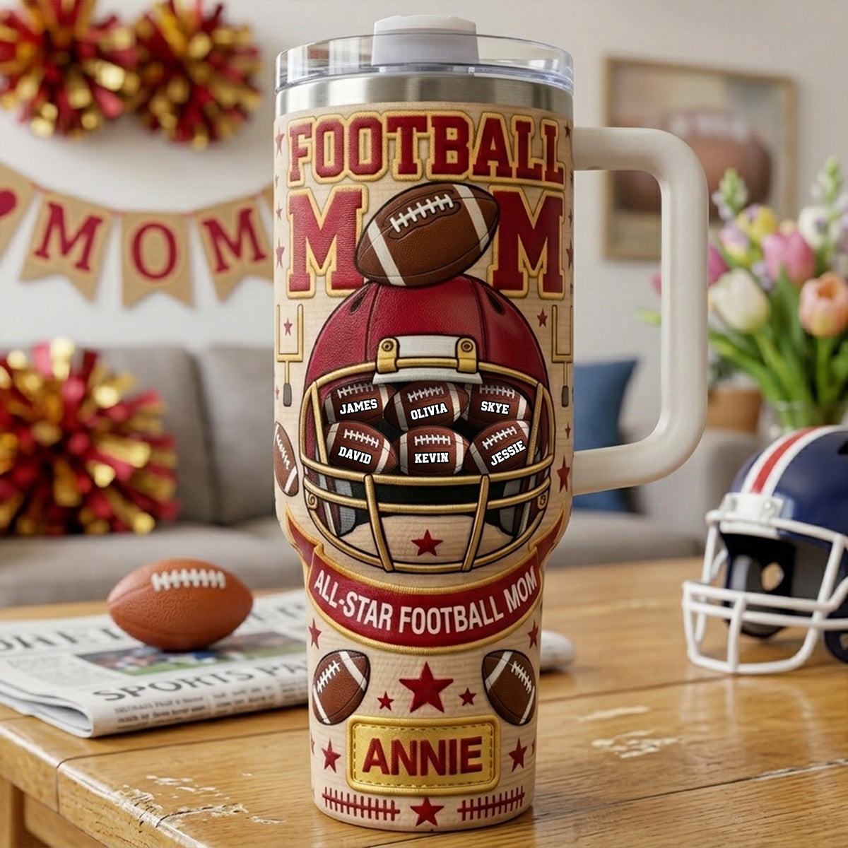 Football Mom 40oz Tumbler - Personalized Gifts For Mother's Day
