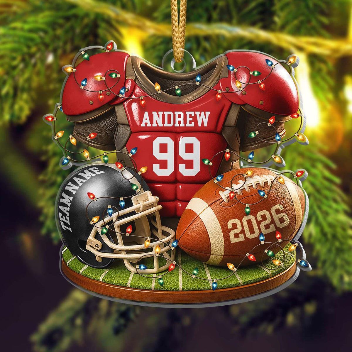 Personalized Football Ornament 2026, Custom Jersey & Helmet Keepsake