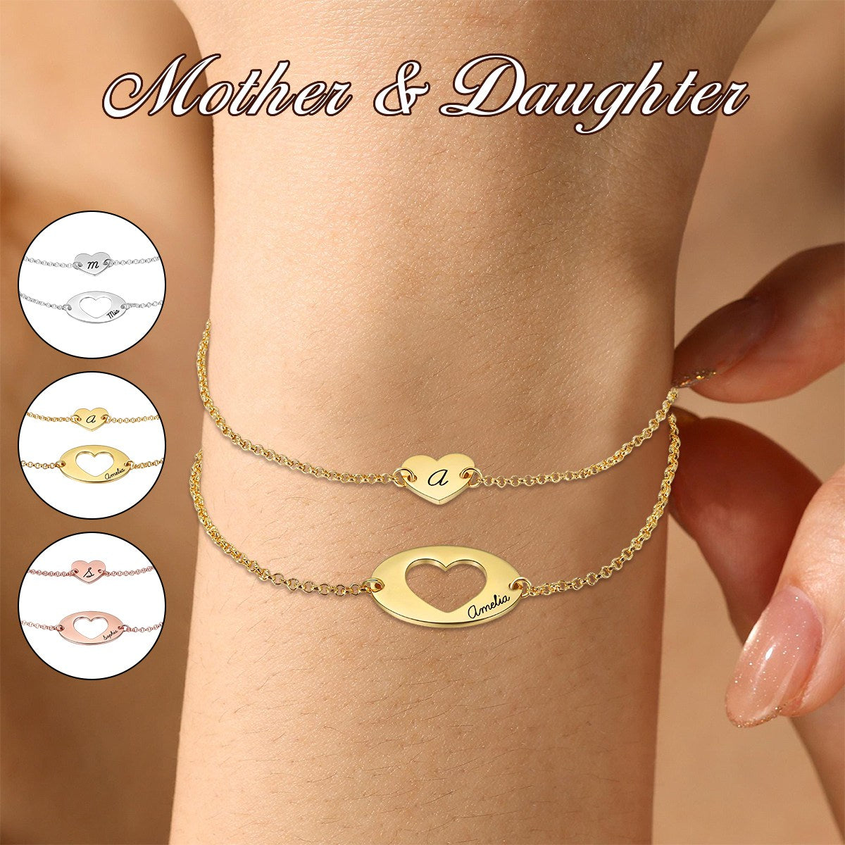 Personalized Mother Daughter Matching Bracelet Set