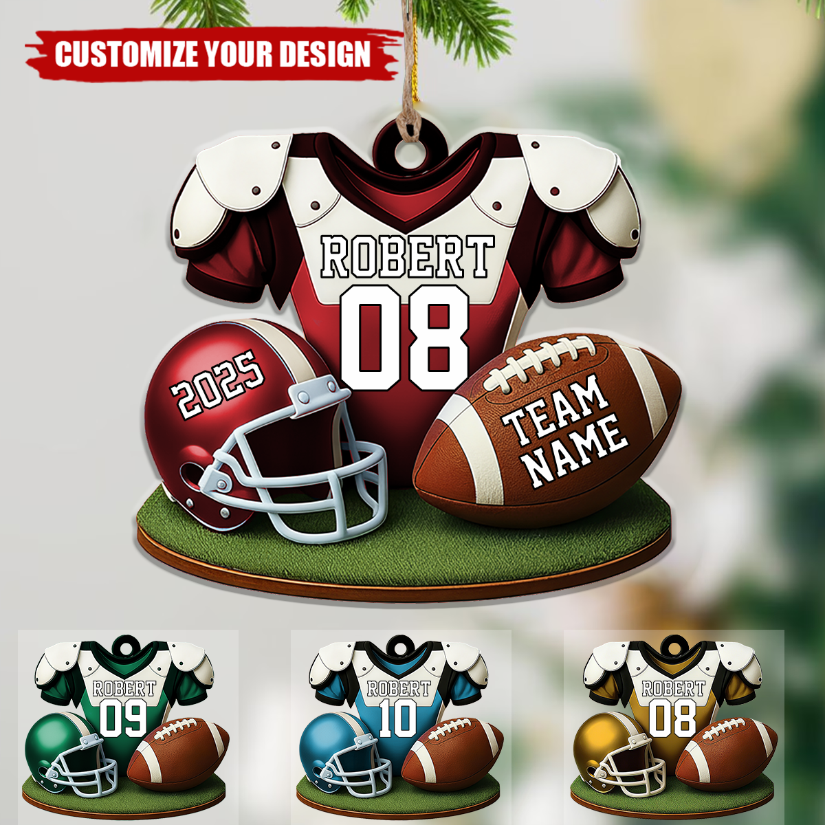 Personalized Football Player Uniform Ornament, Gift For Football Lovers