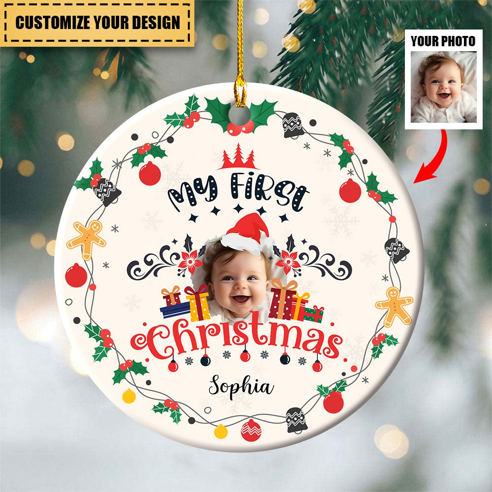 Baby's First Christmas Personalized Photo Ornament