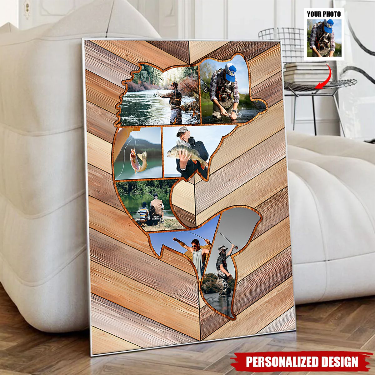 Personalized Fishing Memories, Custom Fishing Collage Canvas, Gift For Fishing Men