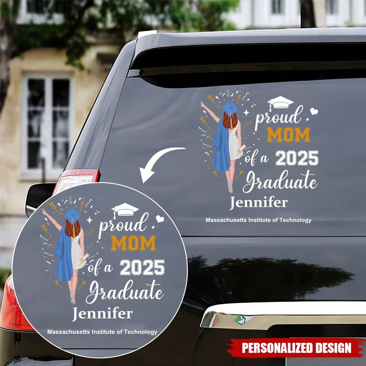 Personalized Car Vinyl Sticker Decal, Gift For 2025 Graduation