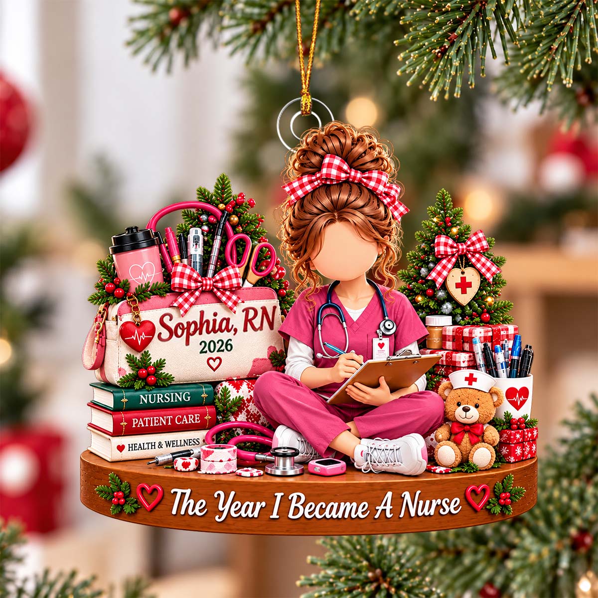 The Year I Became A Nurse -Custom Nurse Ornament,Graduation Gift,Christmas Gift for Healthcare Workers