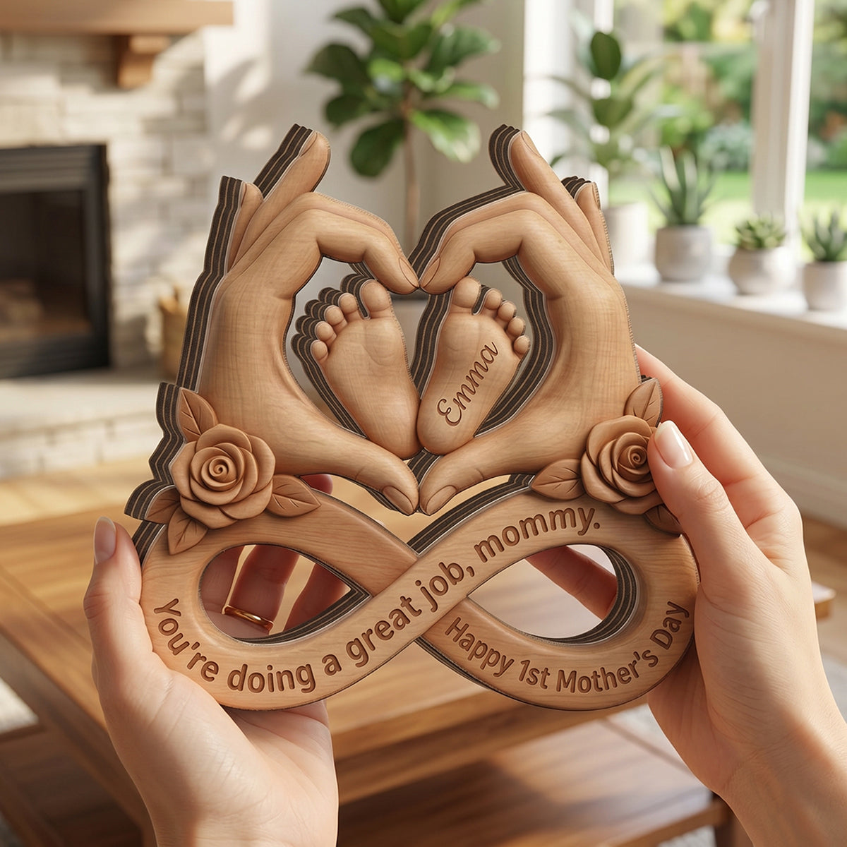 Happy 1st Mother's Day-Personalized Wood Plaue For Mom And Baby