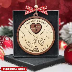 Personalized Couples Ornament: 2-Layer Wooden Missing Piece