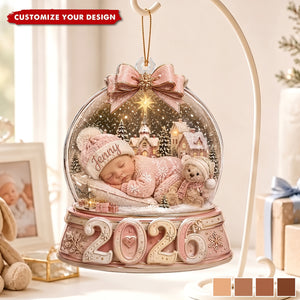 Personalized Baby's First Christmas Snow Globe Ornament, Custom Newborn Gift