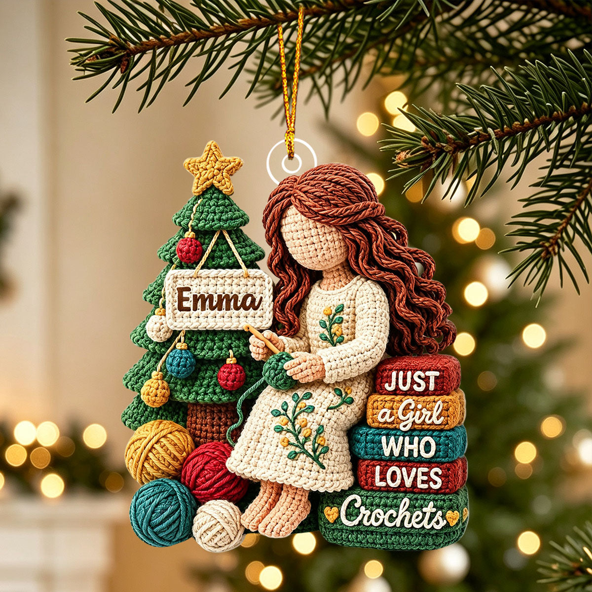 Custom Yarn Acrylic Ornament - Personalized Christmas Birthday Gifts For Crochet Knitting Lovers