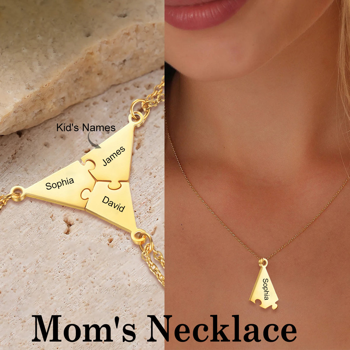Personalized Name Star Puzzle Necklace, Family Friendship Gift