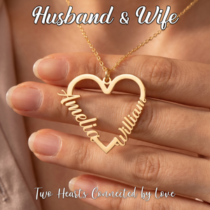 Personalized Double Name Necklace with Heart