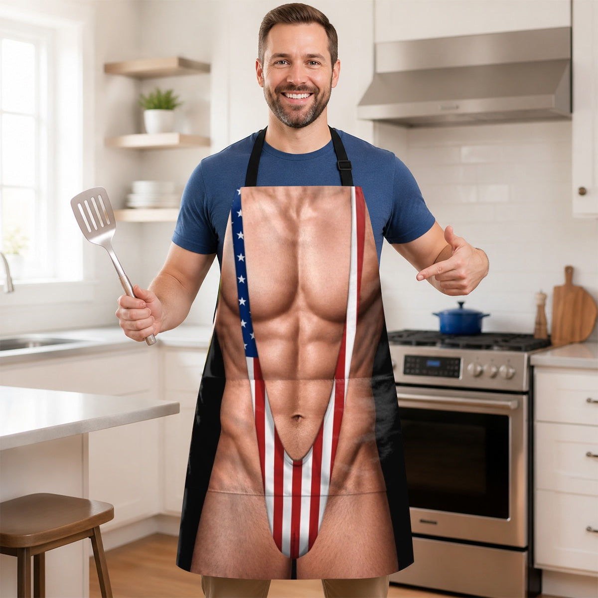 Custom Funny Patriotic Apron With Pocket - Personalized Birthday Gifts For Husband