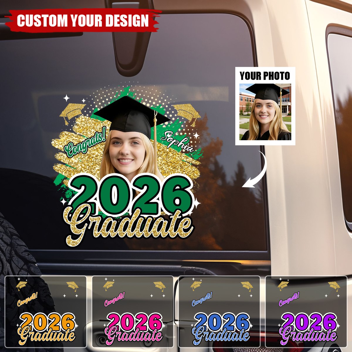 Personalized Graduation Photo Decal Sticker Class of 2026