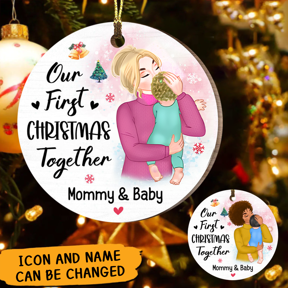 Gift For Baby Our First Christmas Together Mommy & Baby Circle Ornament