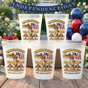 Custom Party Cups - Personalized America 250th Anniversary Gifts For Mom, Dad, Brother, Sister, Kids