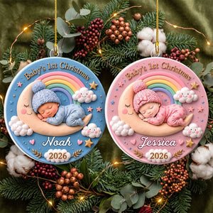 Baby's First Christmas Acrylic Ornament, Personalized Sleeping Baby Keepsake, Creative Gift for Mom and Dad