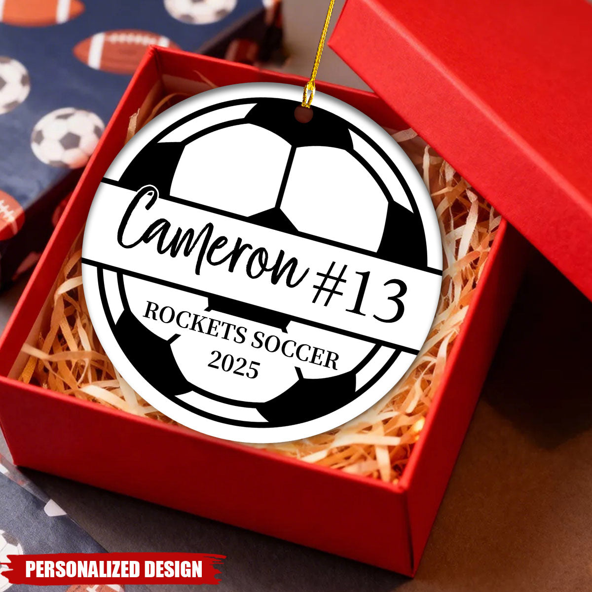 Personalized Soccer Ball Christmas Ornament