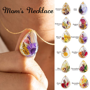 Birth Month Flower Necklace,Dried Flower Resin Jewelry Unique Gift For Her