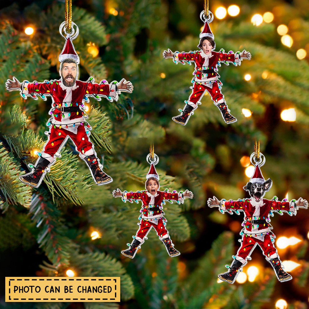 Funny Christmas Shocked Custom Face - Personalized Acrylic Photo Ornament