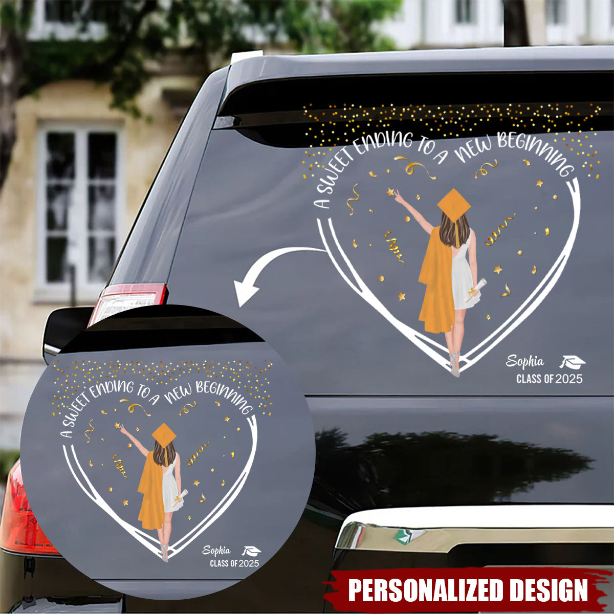 She Believed She Could So She Did, Personalized Female Graduation Sticker