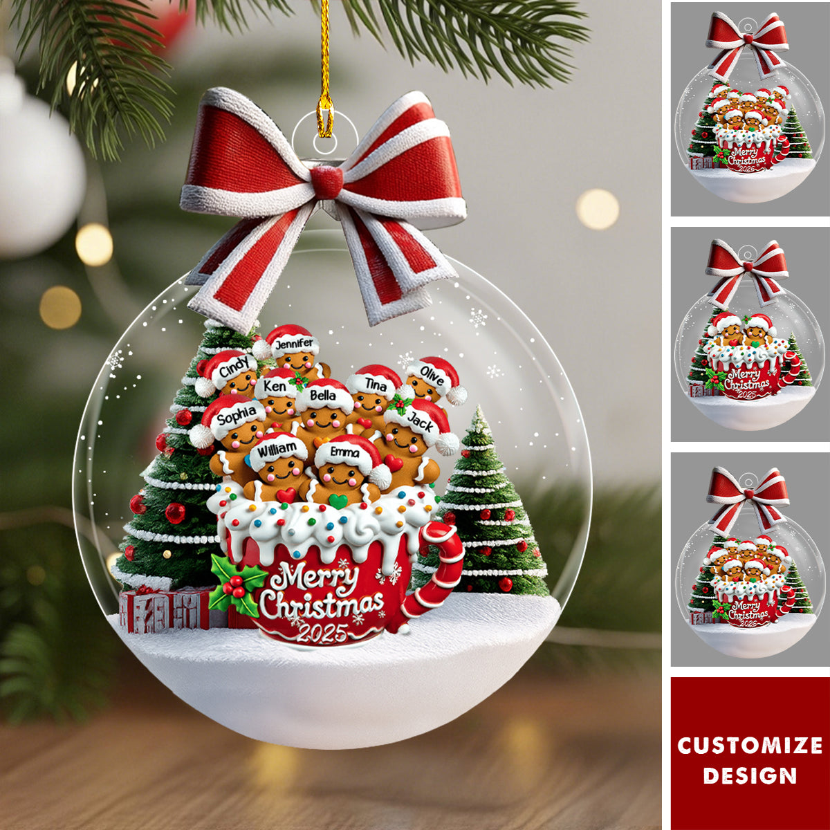 Merry Christmas - Personalized Gingerbread Family Ornament