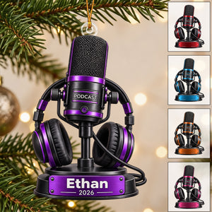 Personalized Podcast Ornament, Podcaster Gift