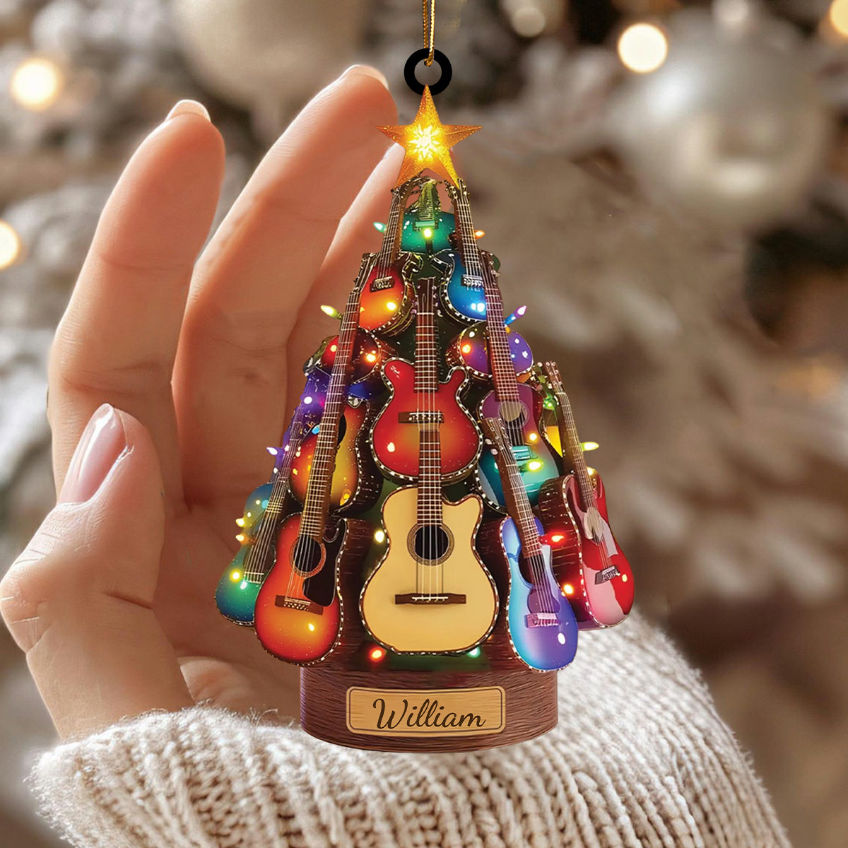 Personalized Classic Guitar Acrylic Ornament, Guitar Player's Gift