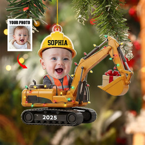 Personalized Baby Excavator Christmas Ornament